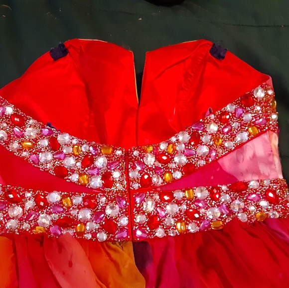 Rainbow Strapless Short Blush Prom Formal Dress - Picture 8 of 8